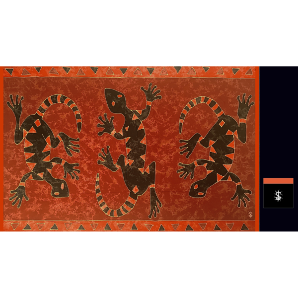 Sarong 3 geckos red The Batik Store