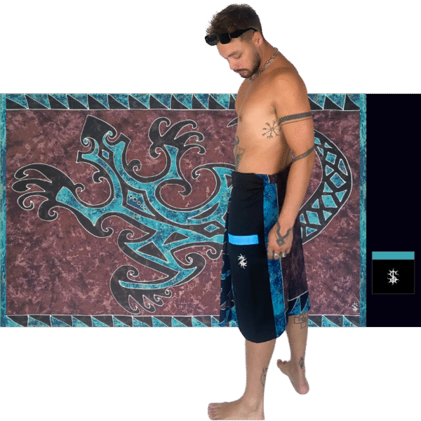 Pareo Bali Gecko In Viscosa, Blu, Made In Bali (150x95 Cm)