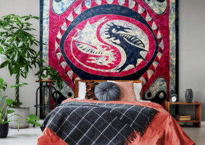 Wandbehang ying yang im Schlafzimmer
